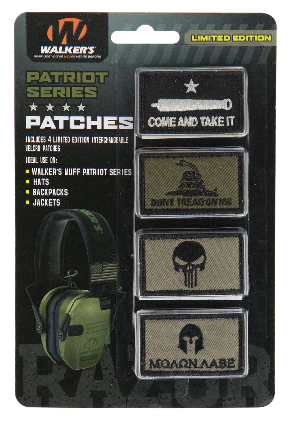 Walkers Patriot Come & Take It Muff Patch Kit 4-Pair Velcro GXPPATKIT