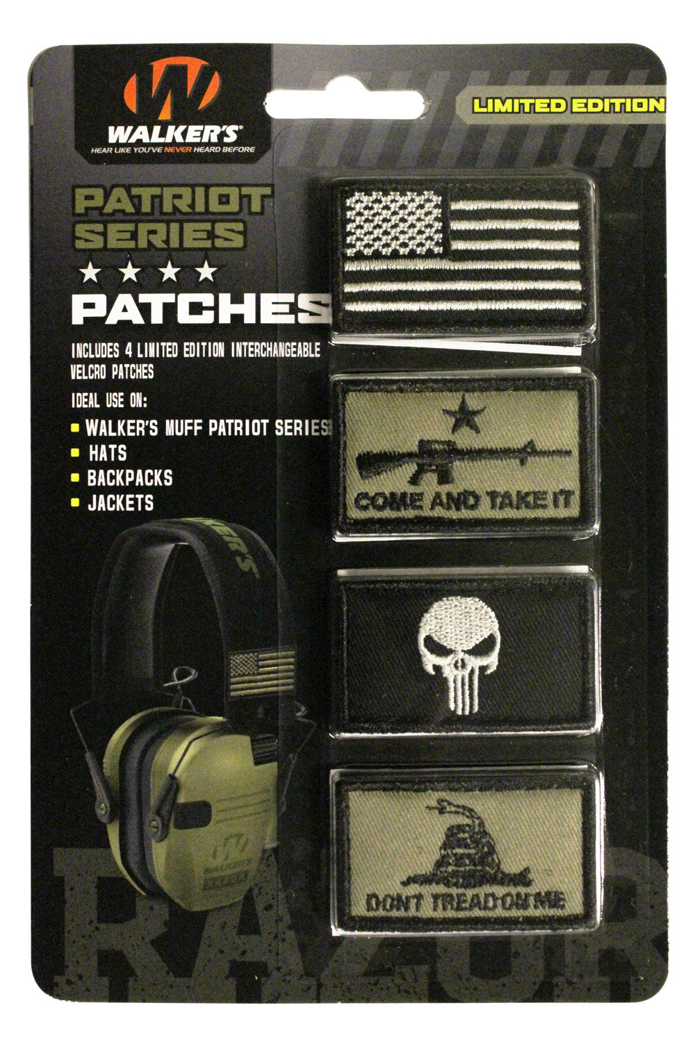 Walkers Patriot American Flag Muff Patch Kit 4-Pair Velcro GXPPATKIT2