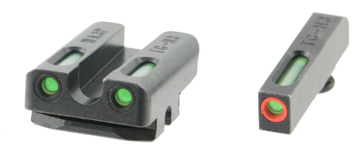 TruGlo TFX Pro TG13WA3PC Black Green Tritium & Fiber Optic Front/Rear Sights - Orange Outline