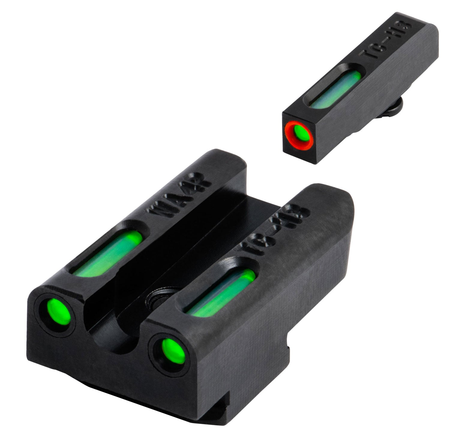 TruGlo TFX Pro TG13WA4PC Black Green Tritium Fiber Optic Sight Pair - Orange Outline