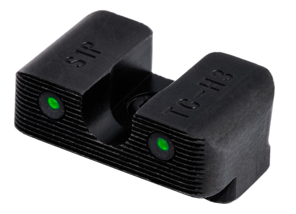TruGlo TG231S1W Tritium Pro Black Green Tritium White Outline Front/Rear Iron Sight Pair