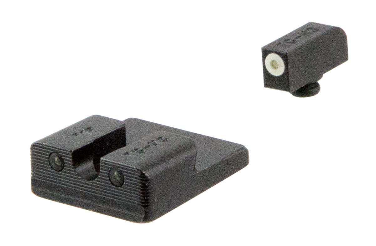 TruGlo TG231T2W Tritium Pro Black Green Tritium White Outline Front/Rear Iron Sight Pair