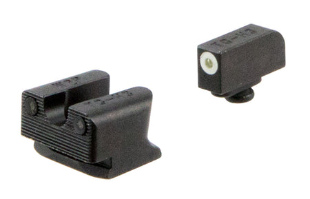 TruGlo TG231W2W Tritium Pro Black Green Tritium White Outline Front/Rear Iron Sight Pair