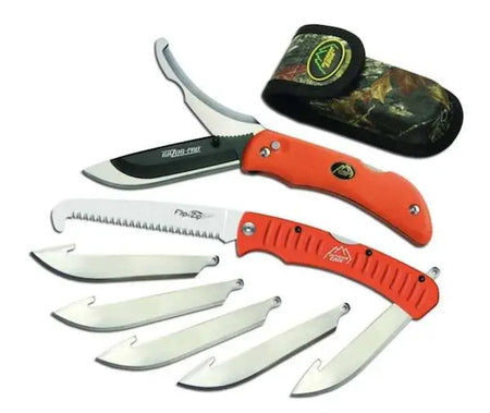 Outdoor Edge Razor-Pro 3.5 In Gut Saw Combo Folding Knife Orange with 6 Blades