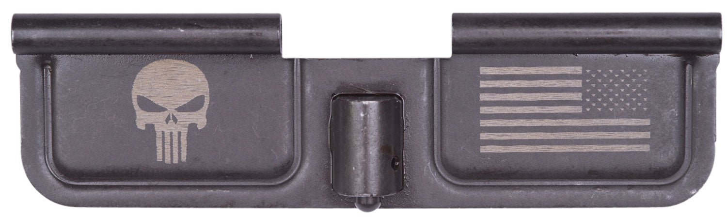 Spikes SED7005 AR-15 Mil-Spec Ejection Port Door - Punisher Flag Laser Engraved Black Phosphate Steel