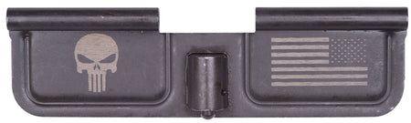 Spikes SED7005 AR-15 Mil-Spec Ejection Port Door - Punisher Flag Laser Engraved Black Phosphate Steel
