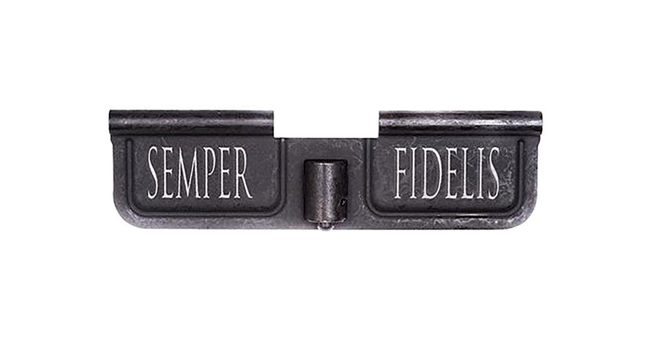 Spikes SED7008 AR-15 Mil-Spec Ejection Port Door - Semper Fidelis Engraved Black Phosphate Steel