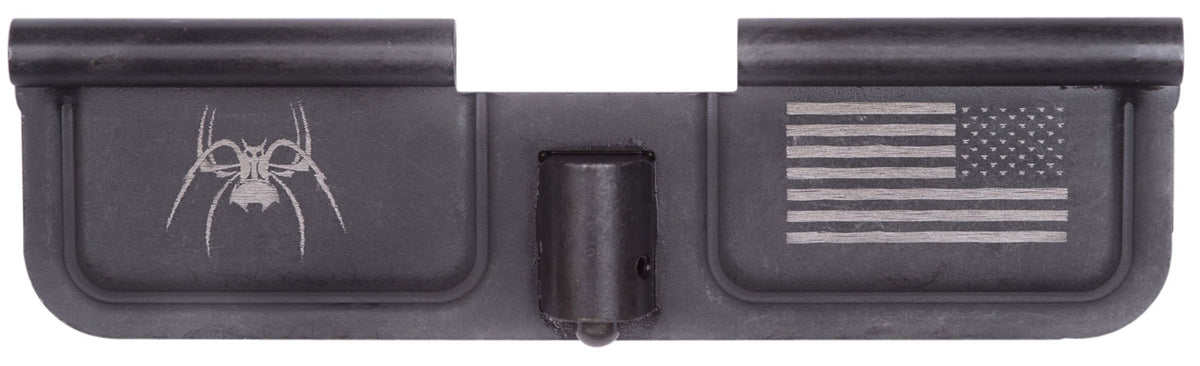 Spikes SED7010 AR-15 Mil-Spec Ejection Port Door - Spider Flag Laser Engraved Black Phosphate Steel