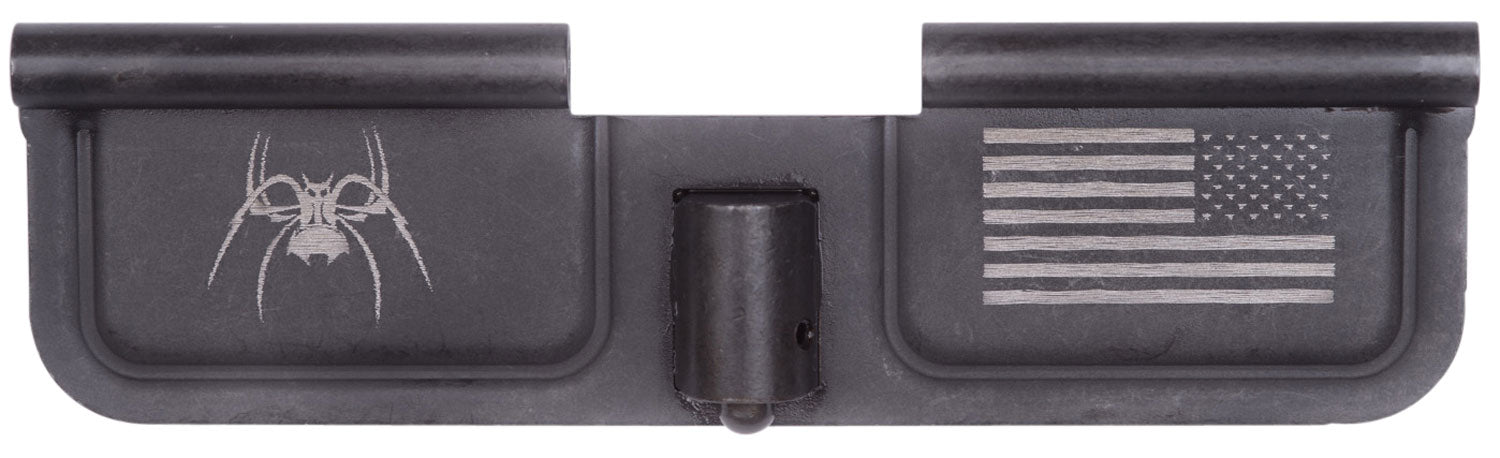 Spikes SED7010 AR-15 Mil-Spec Ejection Port Door - Spider Flag Laser Engraved Black Phosphate Steel