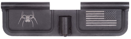 Spikes SED7010 AR-15 Mil-Spec Ejection Port Door - Spider Flag Laser Engraved Black Phosphate Steel