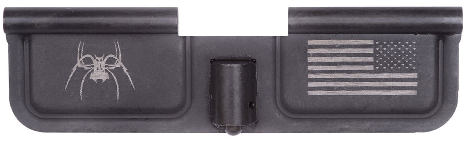 Spikes SED7010 AR-15 Mil-Spec Ejection Port Door - Spider Flag Laser Engraved Black Phosphate Steel