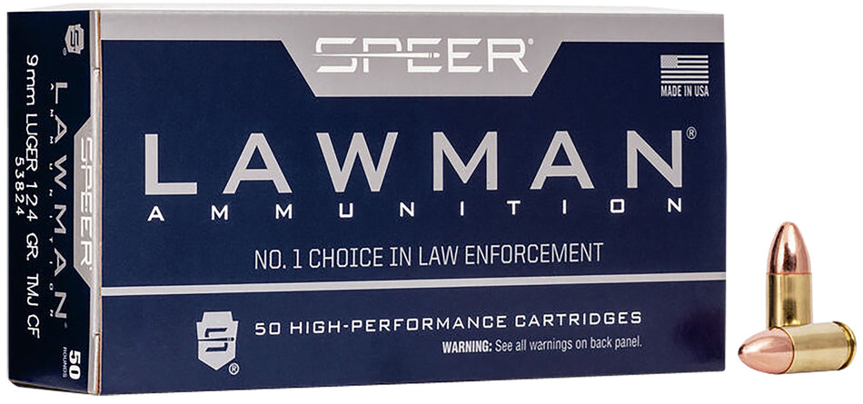 Speer Lawman Training Clean-Fire 9mm Luger / Parabellum 124 grain Total Metal Jacket Round Nose ammunition