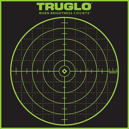 TruGlo TG10A12 Tru-See Self-Adhesive Green Halo Grid Bullseye Paper Targets 12 Pack