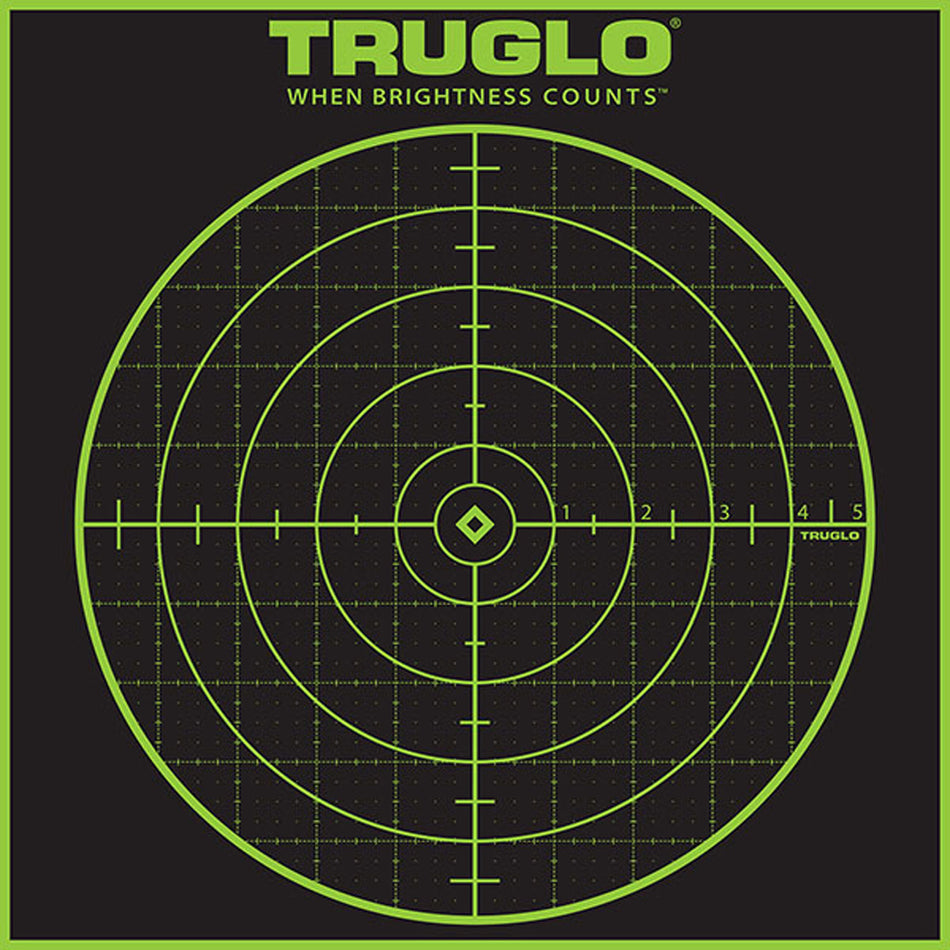 TruGlo TG10A12 Tru-See Self-Adhesive Green Halo Grid Bullseye Paper Targets 12 Pack