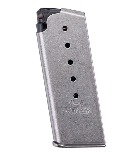 Kahr Arms OEM Stainless 9mm Luger 6-Round Pistol Magazine with Flush Floor Plate for CM/MK/PM