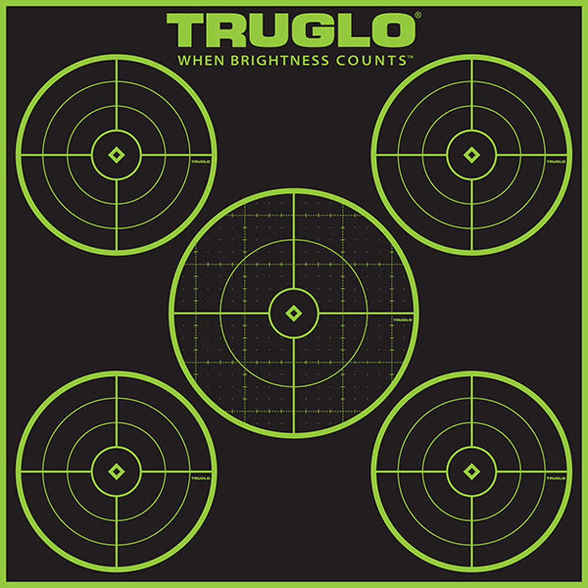 TruGlo TG11A12 Tru-See Self-Adhesive Green Halo 5-Bullseye Paper Targets 12 Pack