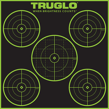 TruGlo TG11A12 Tru-See Self-Adhesive Green Halo 5-Bullseye Paper Targets 12 Pack