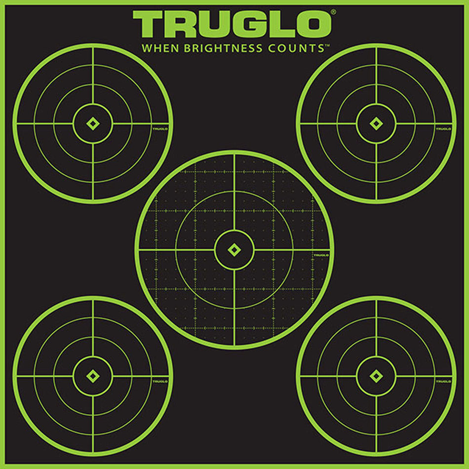 TruGlo TG11A12 Tru-See Self-Adhesive Green Halo 5-Bullseye Paper Targets 12 Pack