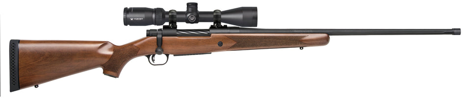Mossberg 28240 Patriot w/Optic Full Size 7mm PRC 3+1 24" Matte Blued Fluted Threaded Barrel, Matte Blued Drilled & Tapped Receiver, Walnut Fixed Stock, Vortex Crossfire II 3-9x40mm Scope, Right Hand