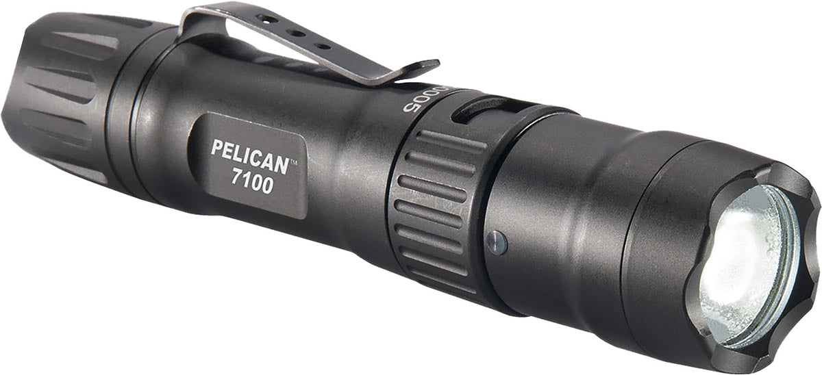 Pelican 7100 Tactical LED Flashlight Black Anodized 695 Max Lumens IPX8 Waterproof