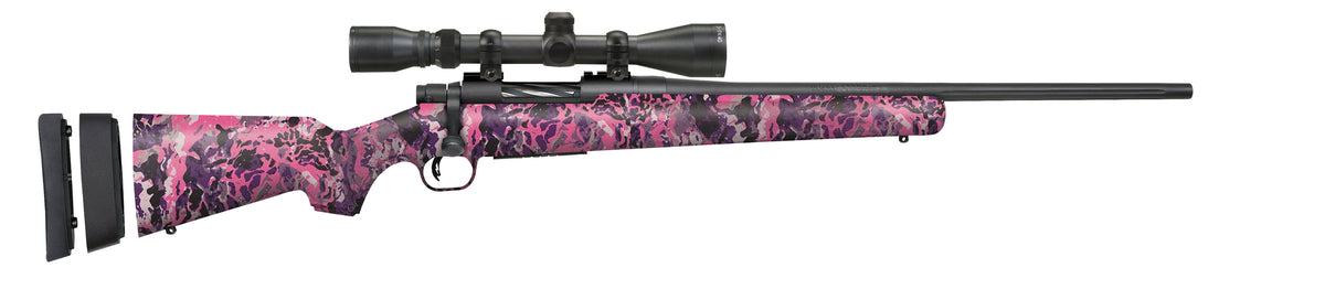 Mossberg 28145 Patriot Super Bantam 308 Win Caliber with 5+1 Capacity, 20" Fluted Barrel, Matte Blued Metal Finish & Muddy Girl Wild Synthetic Stock Right Hand (Youth) Includes 3-9x40mm Scope
