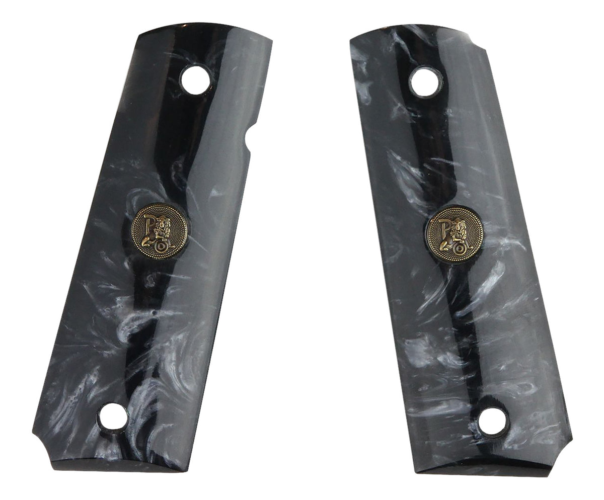 Pachmayr 62000 Black Pearl 1911 Pistol Grip with Ambidextrous Safety Smooth Finish