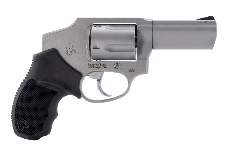 Taurus 2-850139 850 Small 38 Special 5 Shot 3" Matte Stainless Steel Barrel & Cylinder, Matte Stainless Steel Frame, Black Rubber Grip, Transfer Bar Safety, Concealed Hammer