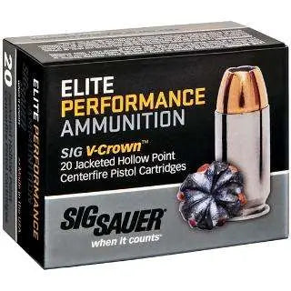 Sig Sauer Elite Performance .357 Sig 125 grain V Crown Jacketed Hollow Point ammunition