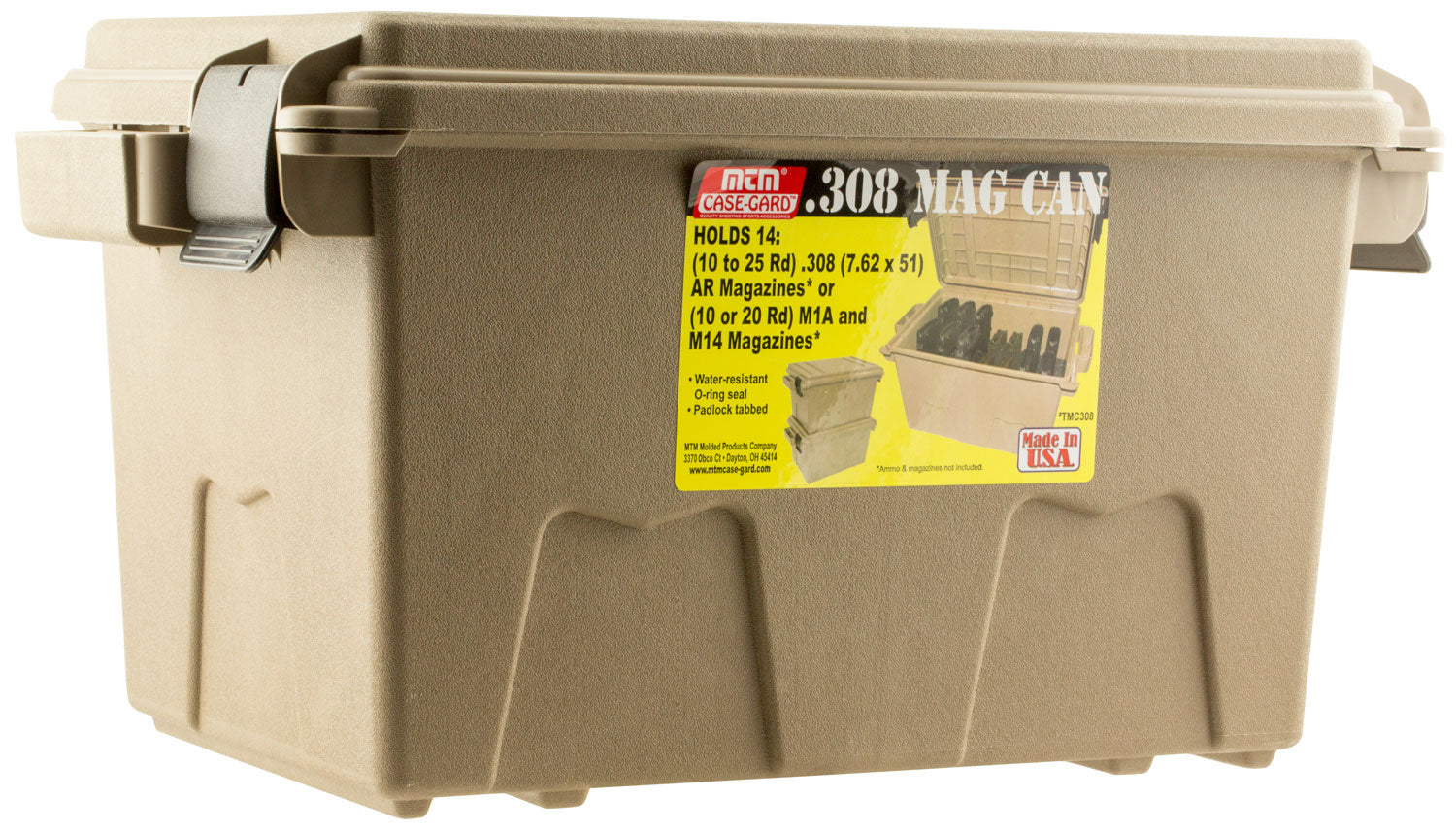 MTM Case-Gard TMC308 .308 Win 7.62x51mm Tactical Mag Can Flat Dark Earth O-Ring Seal