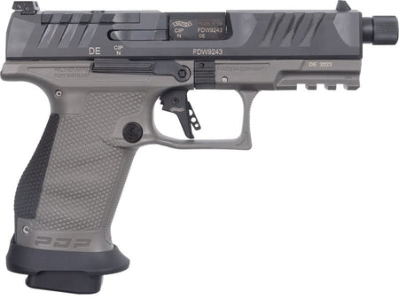 Walther Arms 2871947 PDP Pro SD Compact 9mm Luger 10+1 4.60" Black Threaded Barrel, Black Optic Ready/Serrated Slide, Tungsten Gray Polymer Frame w/Picatinny Rail, Textured Polymer Grip