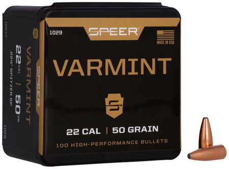 Speer 1029 Varmint 22 Cal 50gr Jacketed Soft Point Bullets 100 Per Box