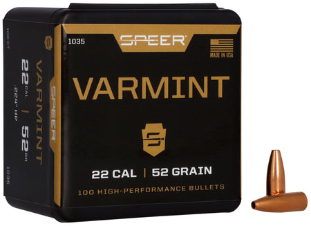 Speer 1035 Varmint 22 Cal 52gr Hollow Point Bullets 100 Per Box