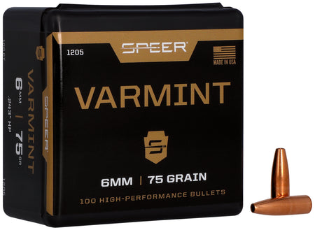 Speer 1205 Varmint 6mm 75gr Jacketed Hollow Point Bullets 100/Box