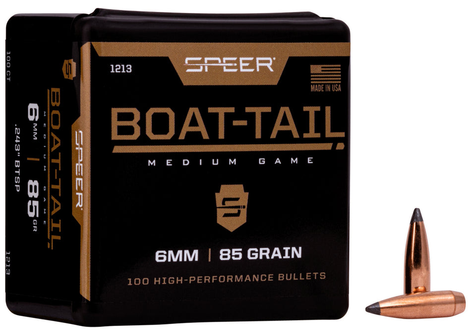 Speer 1213 Boat-Tail 6mm 85gr Jacketed Soft Point BT Bullets 100/Box