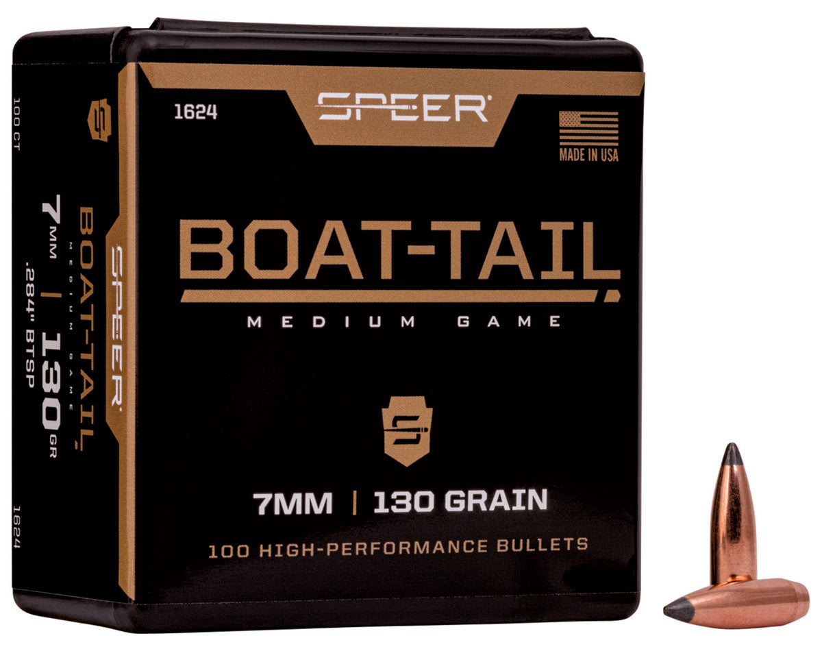 Speer 1624 Boat-Tail 7mm 130gr Jacketed Soft Point BT Bullets 100/Box