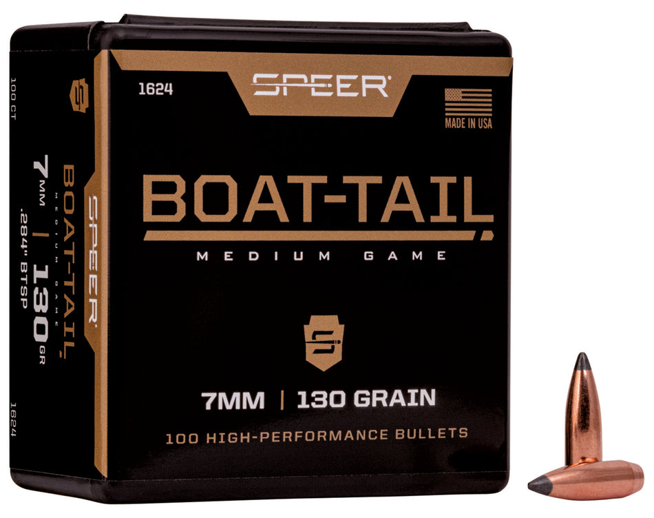 Speer 1624 Boat-Tail 7mm 130gr Jacketed Soft Point BT Bullets 100/Box