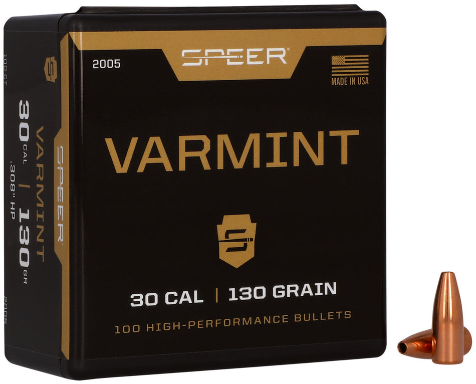 Speer 2005 Varmint 30 Cal 130gr Jacketed Hollow Point Bullets 100/Box