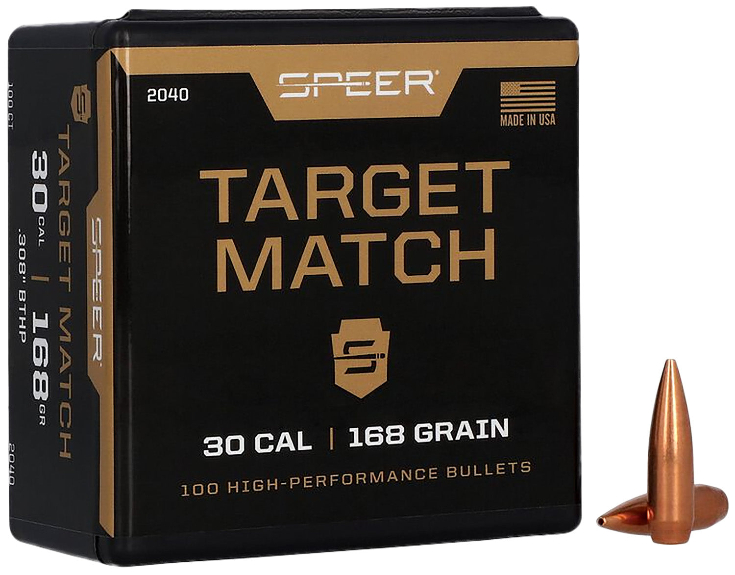 Speer 2040 .308 168gr Open Tip Match Boat Tail Reloading Bullets 100/Box