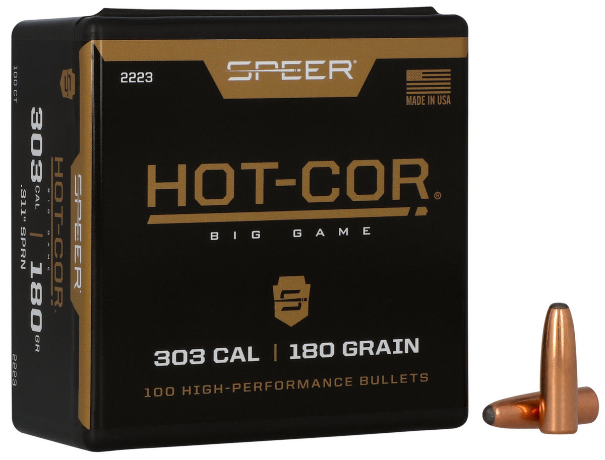 Speer 2223 Hot-Cor .303 Cal 180gr Soft Point Round Nose Reloading Bullets 100/Box