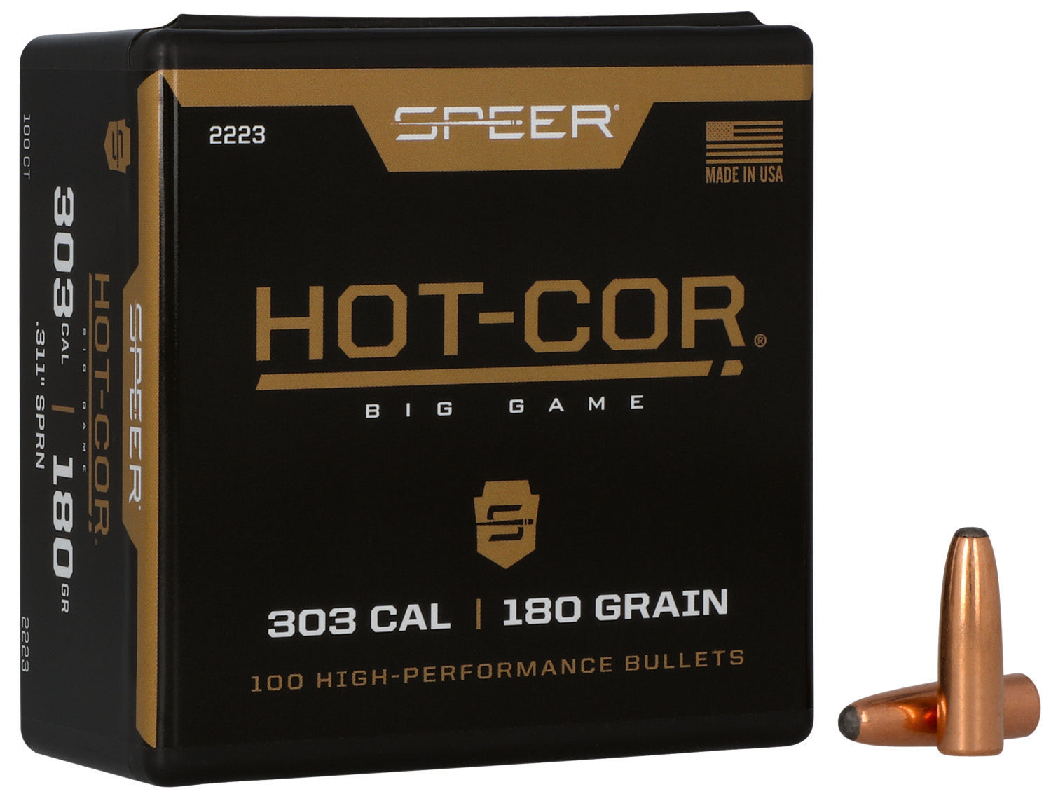Speer 2223 Hot-Cor .303 Cal 180gr Soft Point Round Nose Reloading Bullets 100/Box