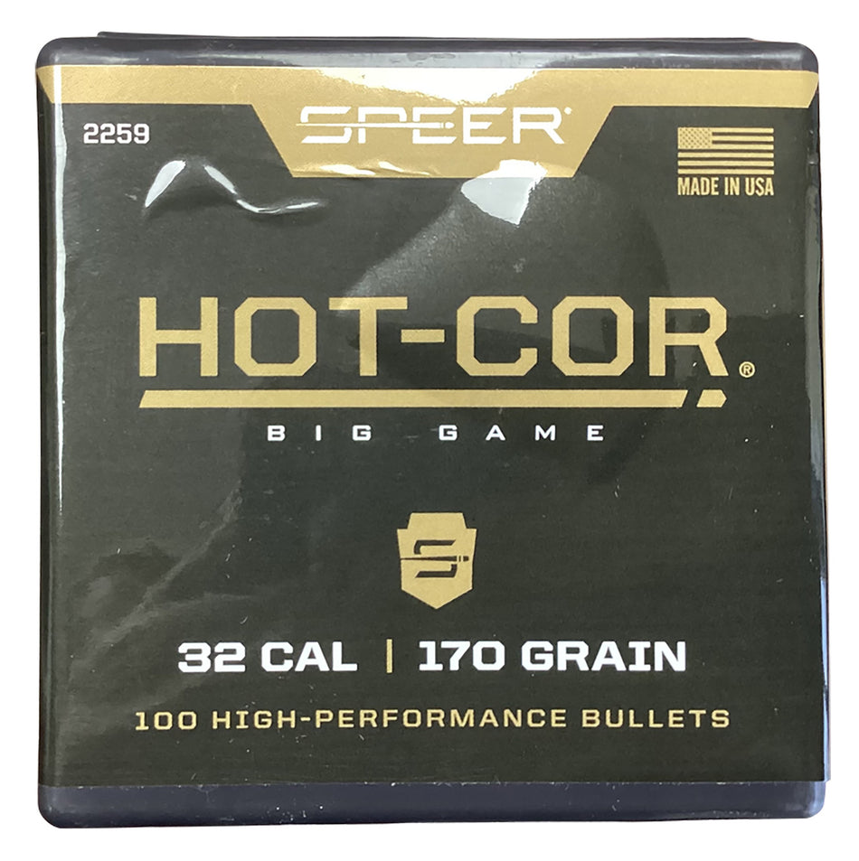 Speer 2259 Hot-Cor .32 Cal 170gr Soft Point Flat Nose Reloading Bullets 100/Box