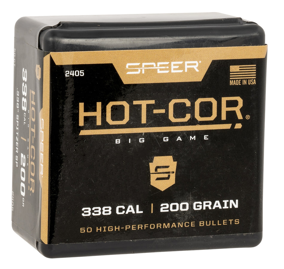 Speer 2405 Hot-Cor .338 Cal 200gr Spitzer Soft Point Reloading Bullets 50/Box