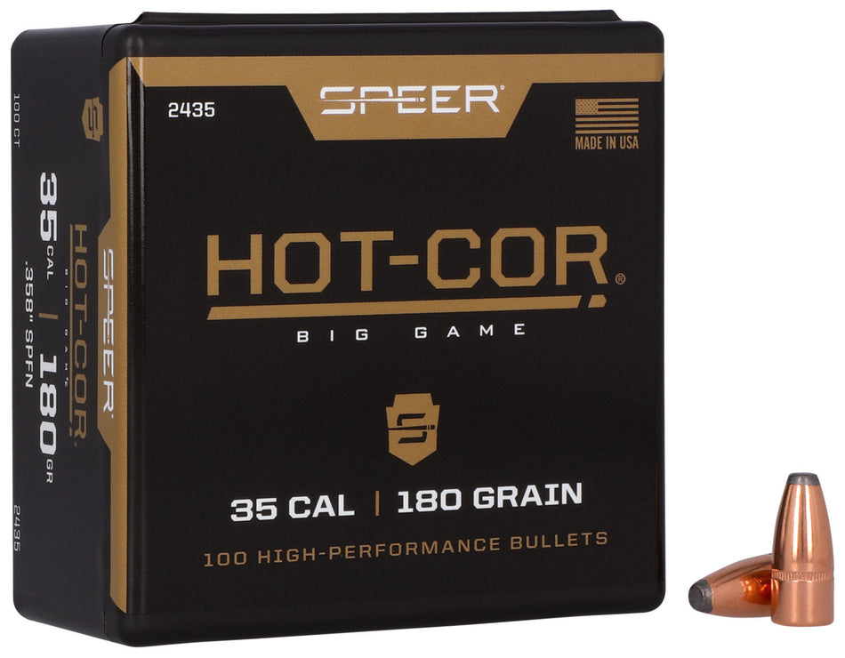 Speer 2435 Hot-Cor .35 Cal 180gr Spitzer Soft Point Reloading Bullets 100/Box