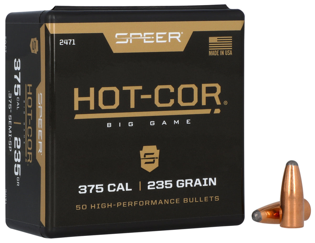 Speer 2471 Hot-Cor .375 Cal 235gr Semi Spitzer Soft Point Reloading Bullets 50/Box