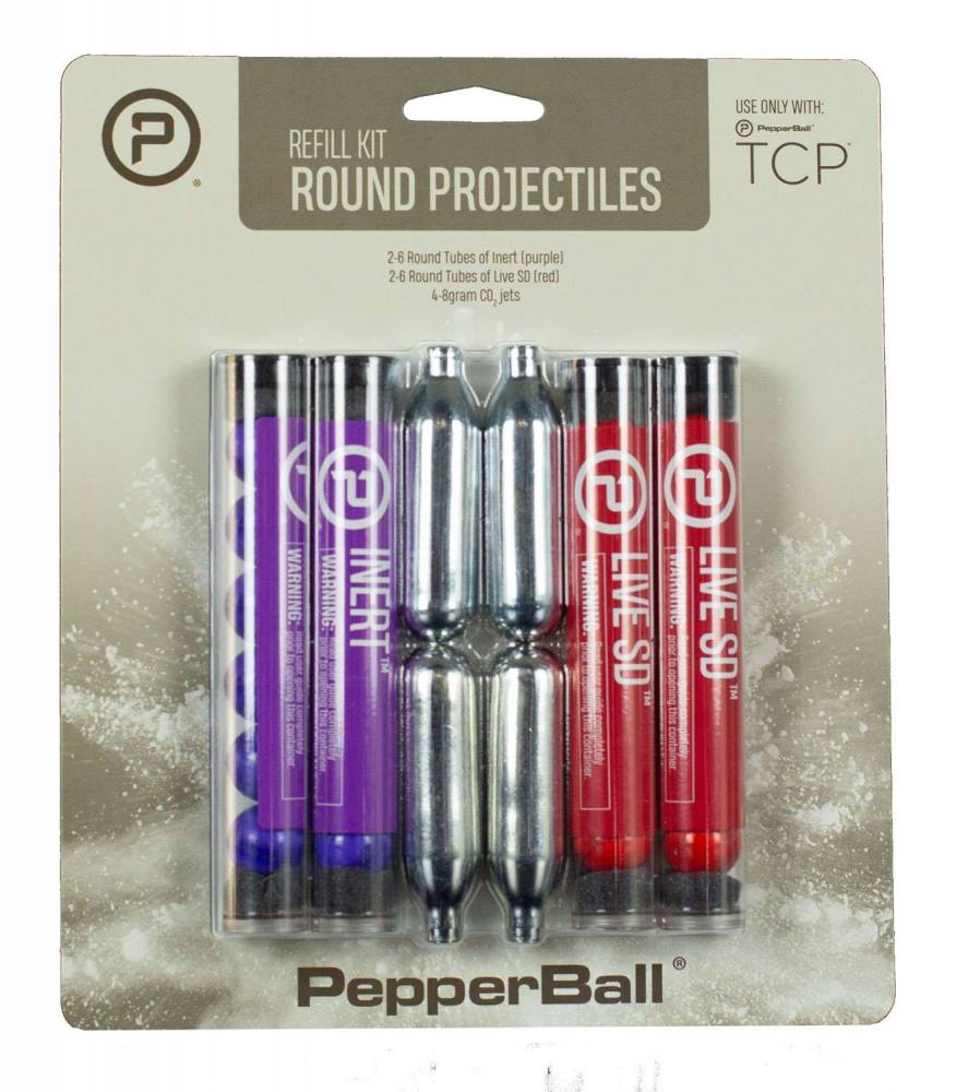 PepperBall TCP Refill Kit (2) 6-Count Inert (2) 6-Count Live SD Tubes (4) 8gr CO2 Cartridges