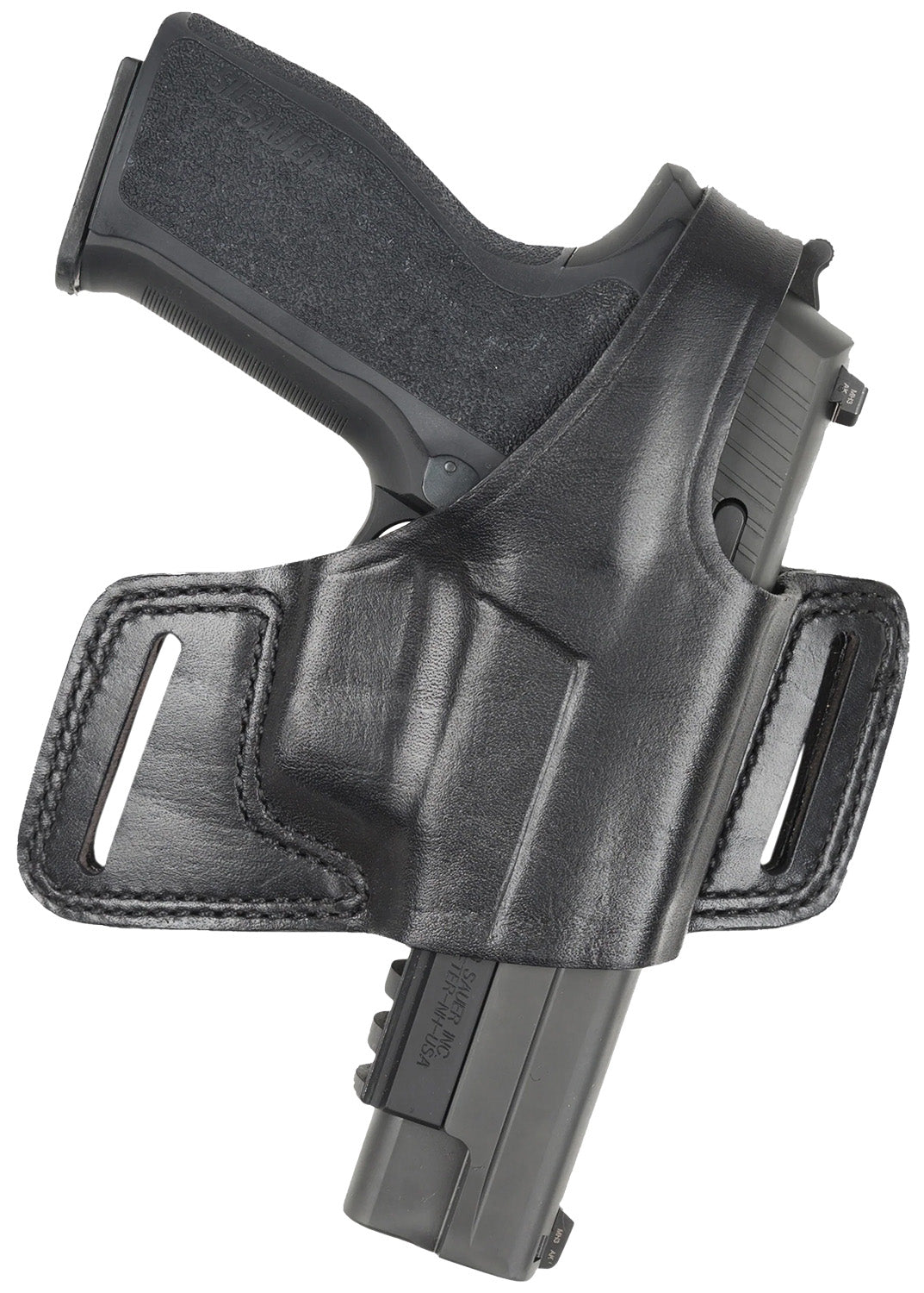 Bianchi 15718 Black Widow Leather OWB Holster Size 14 Black Belt Slide Right Hand Glock 17/19/22