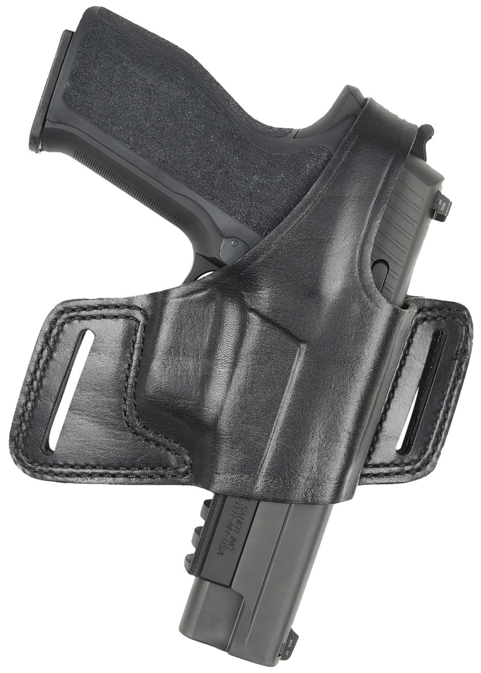 Bianchi 15718 Black Widow Leather OWB Holster Size 14 Black Belt Slide Right Hand Glock 17/19/22