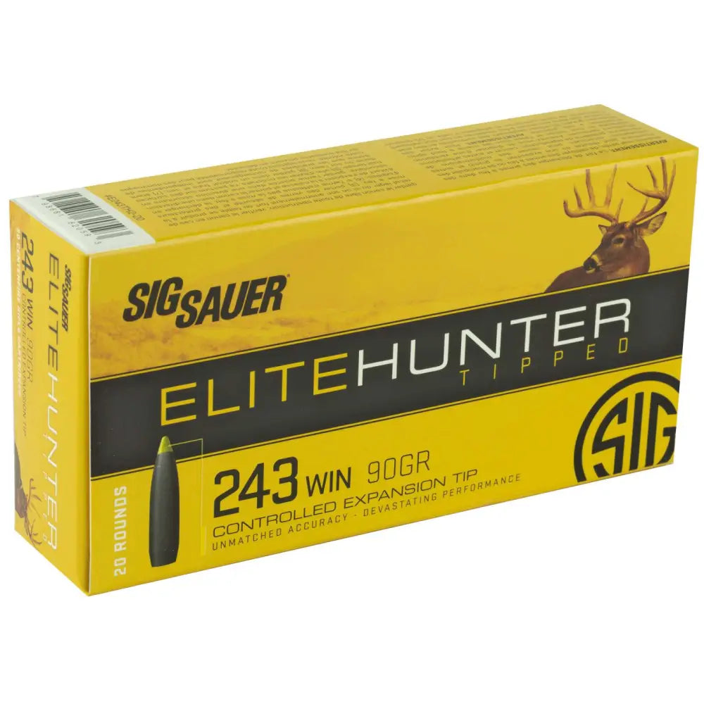 Sig Sauer Polymer Tip Boat TailSig Sauer Elite Hunter Tipped .243 Winchester 90 grain Boat Tail Tipped ammunition