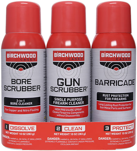 Birchwood Casey 33309 Aerosol Gun Cleaning 3-Step Value Pack 10 oz. 3 Pack