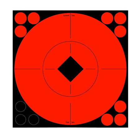 Birchwood Casey 33916 8-Inch Adhesive Bullseye Paper Target Spots Black/Red 8-Pack